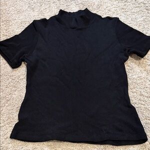 bebe Black Textured Mock Neck Top